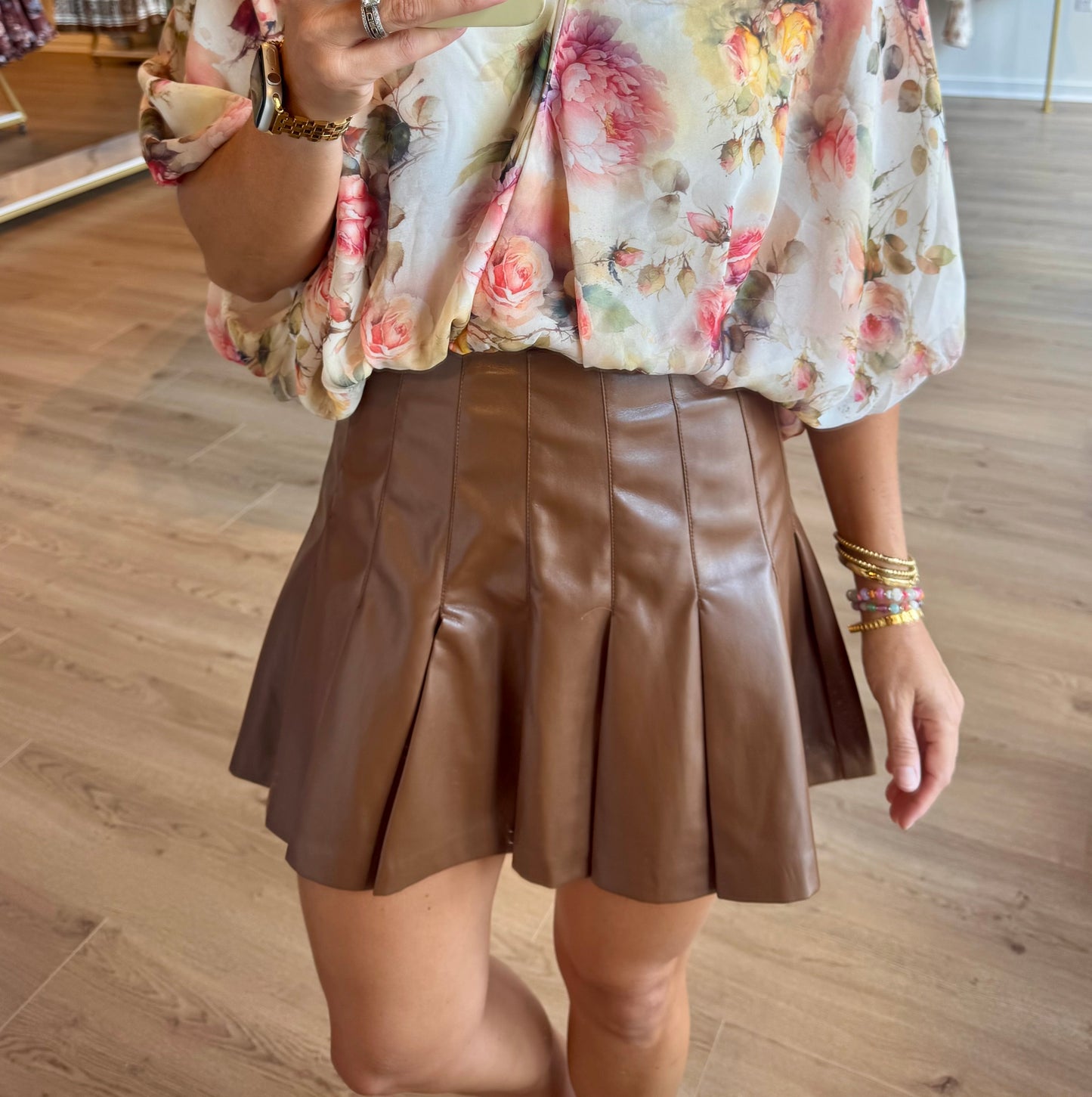 Pleather Pleats Skort