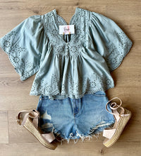 Eyelet V-neck Blouse