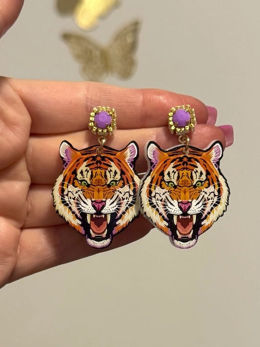 Tiger Face Earring