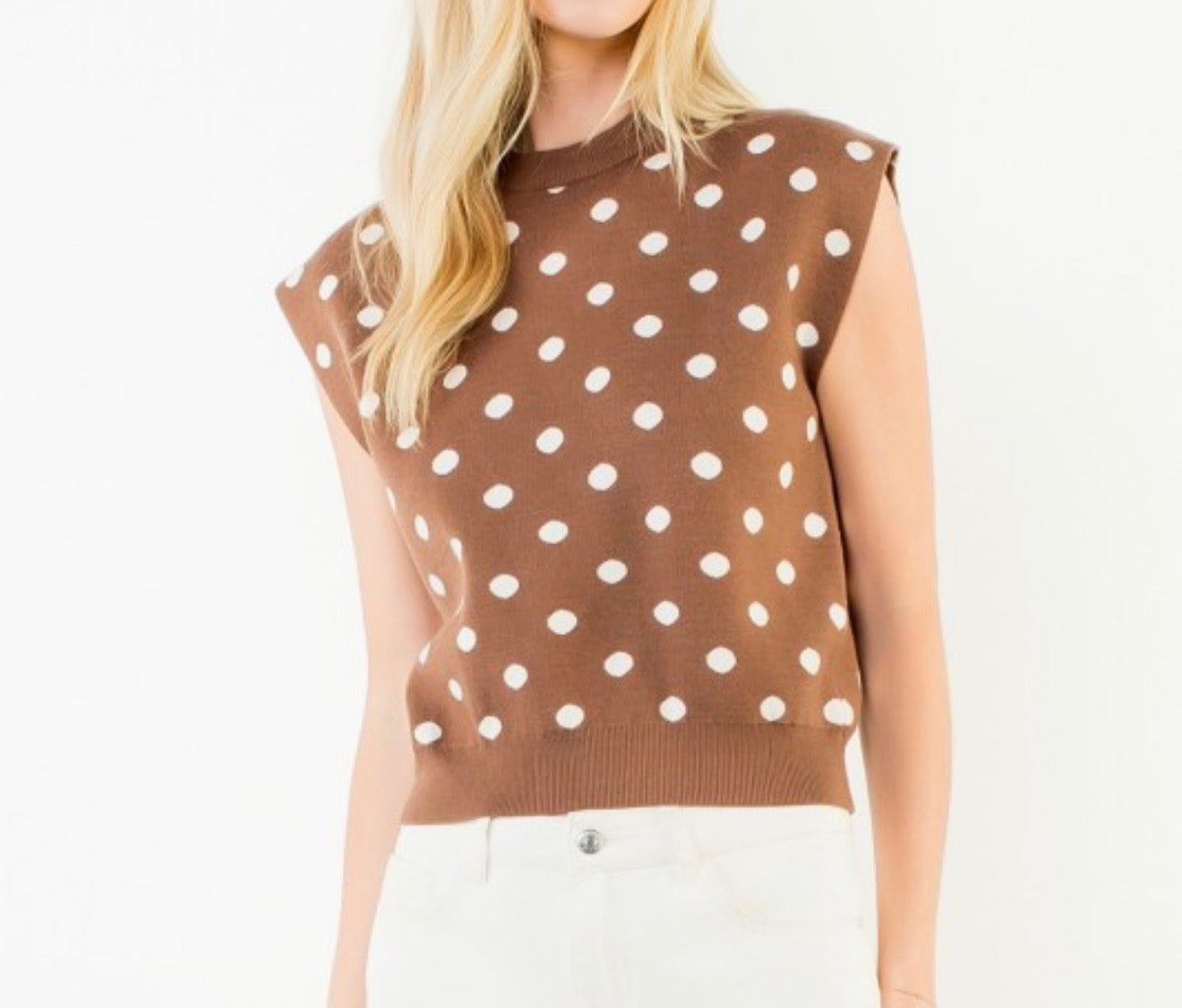 Polka Cap Sleeve Sweater