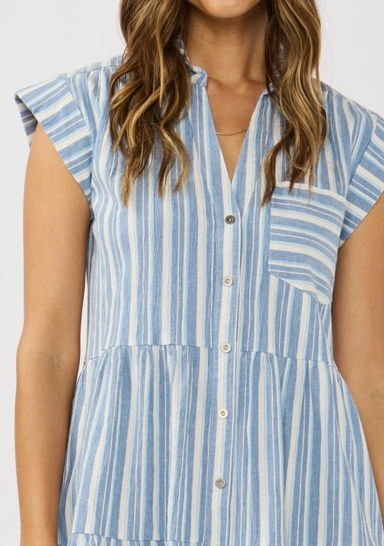Button Down Tiered Dress