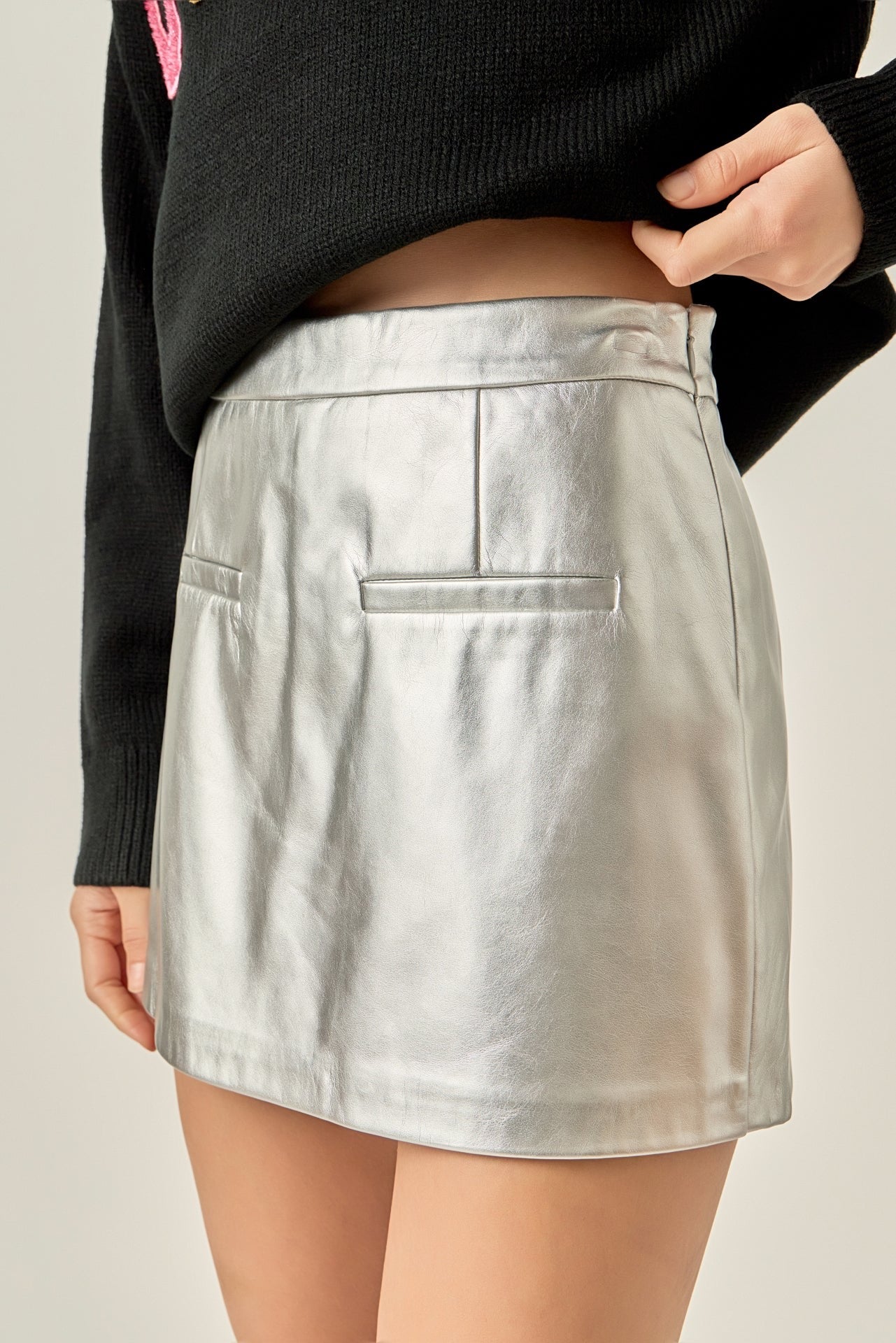Metallic PU Skort