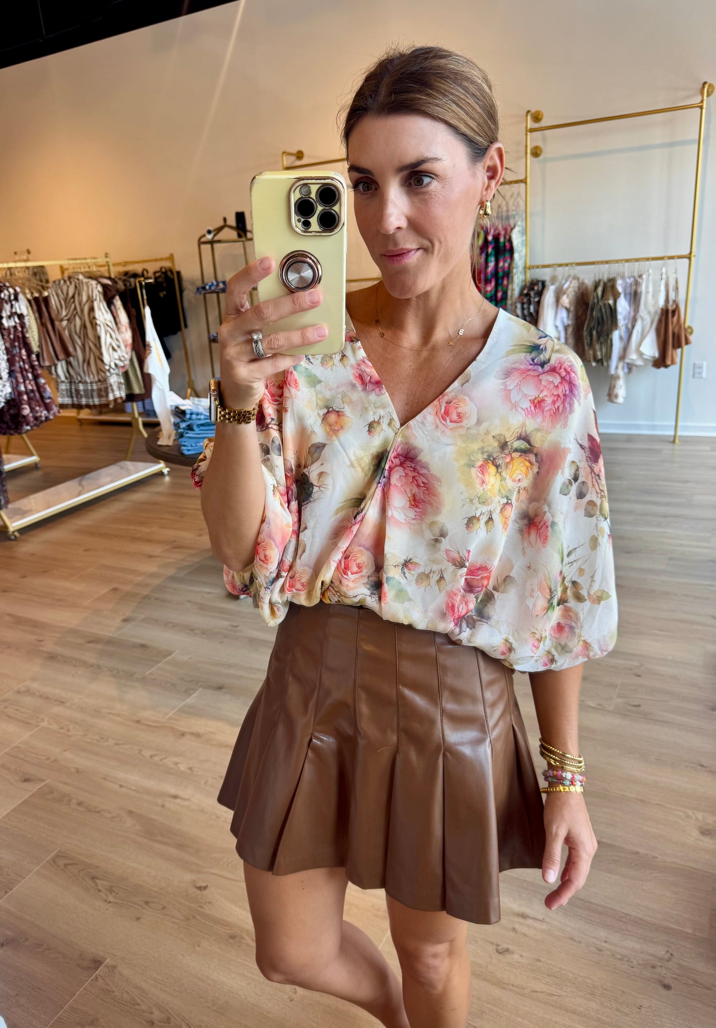 Pleather Pleats Skort