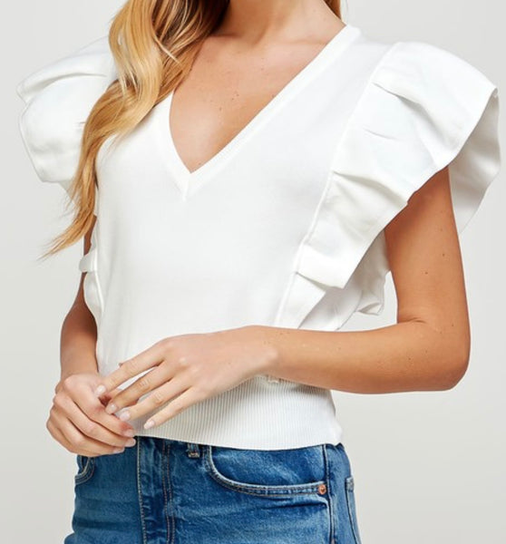 pleated sleeve knit top