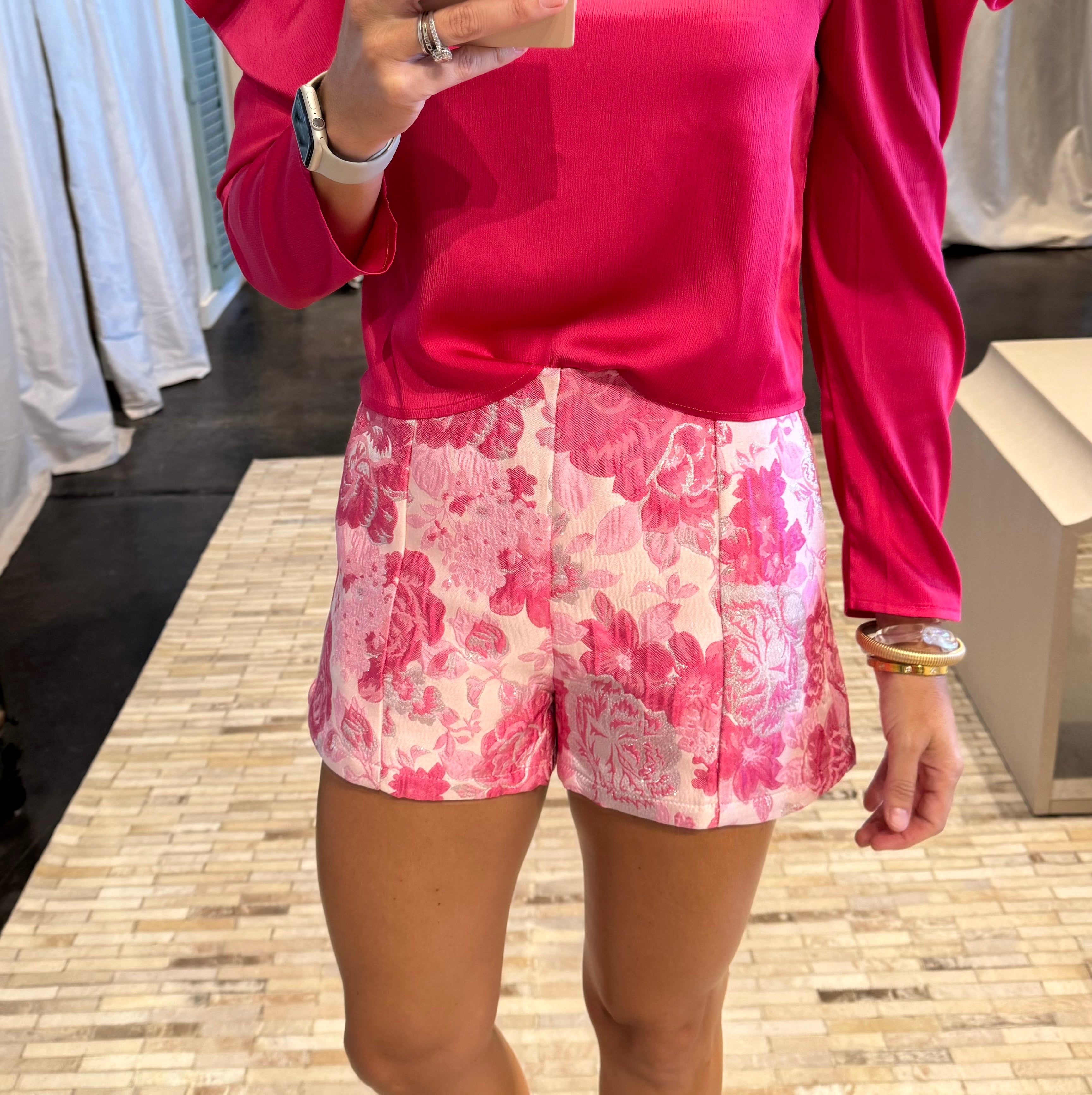 pink jacquard shorts