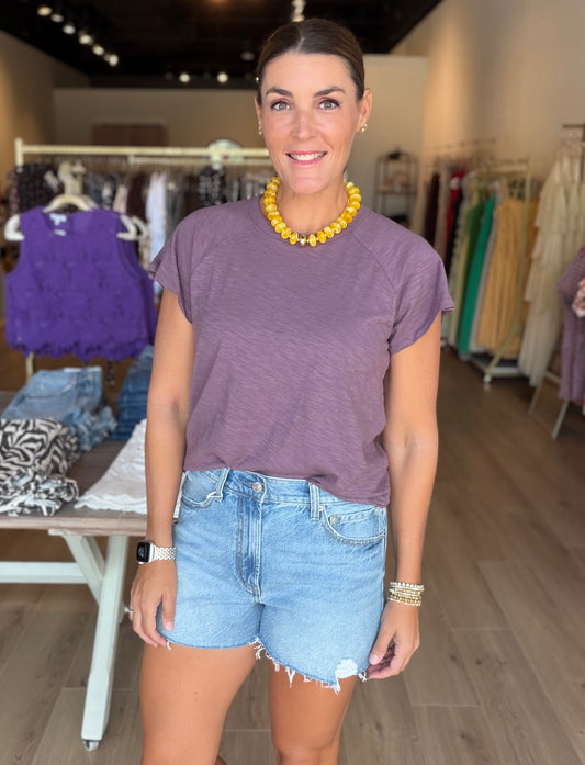 Plum Raglan Tee
