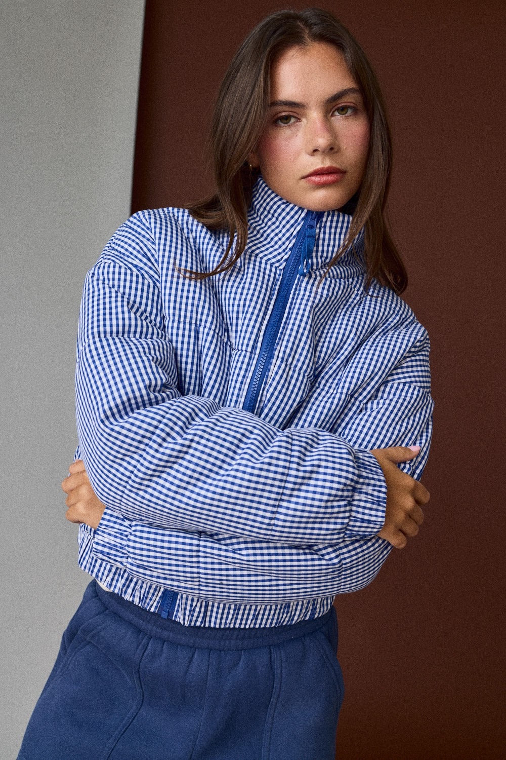 Gingham Puff Jacket