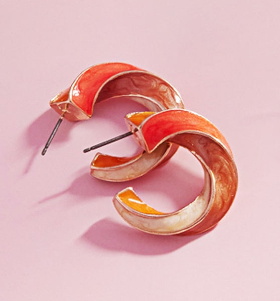 Enamel Spiral Hoop Earring