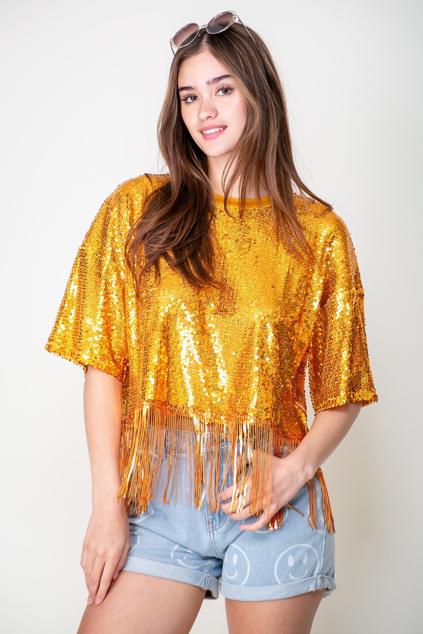 Sequin Fringe Top