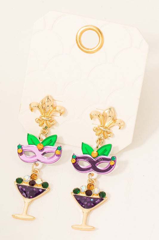 Champagne Mask Earring