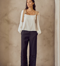 Contrast Bow Blouse