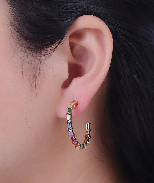 Colorful Baguette Earring