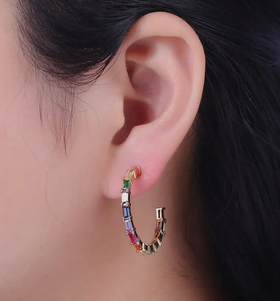 Colorful Baguette Earring