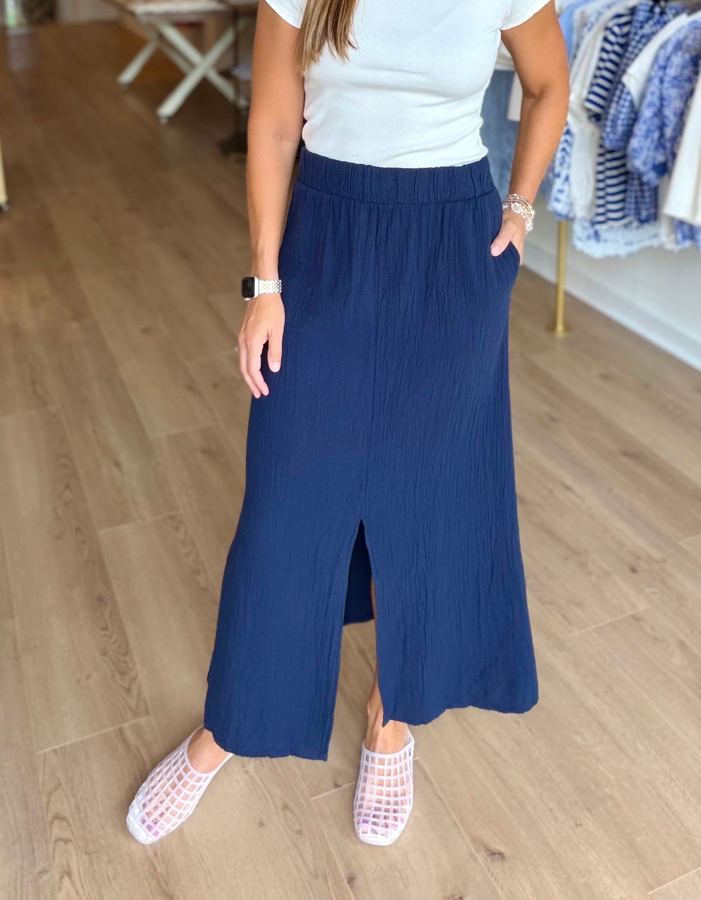 Split Gauze Maxi Skirt