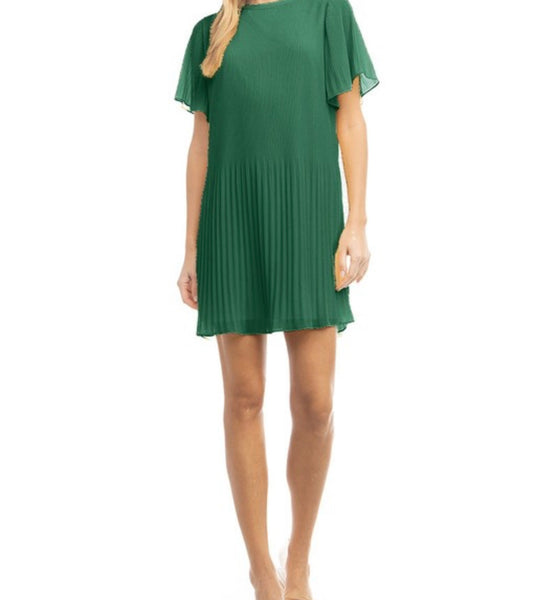 pleated shift dress