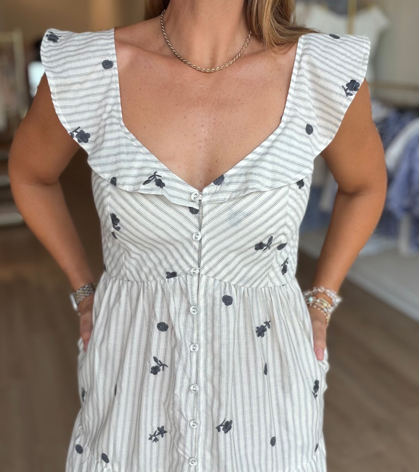 Striped Tiered Midi