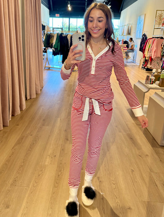 henley stripe pj set