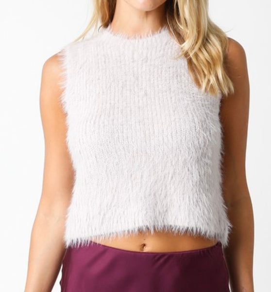 Eyelash sleeveless sweater