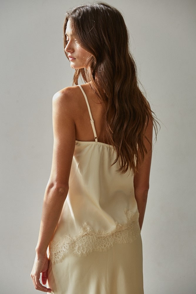 Creamy Yellow Satin Tank
