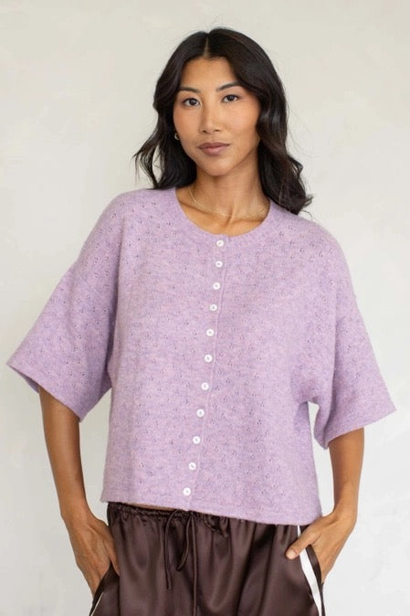 Lilac Pointelle Cardi