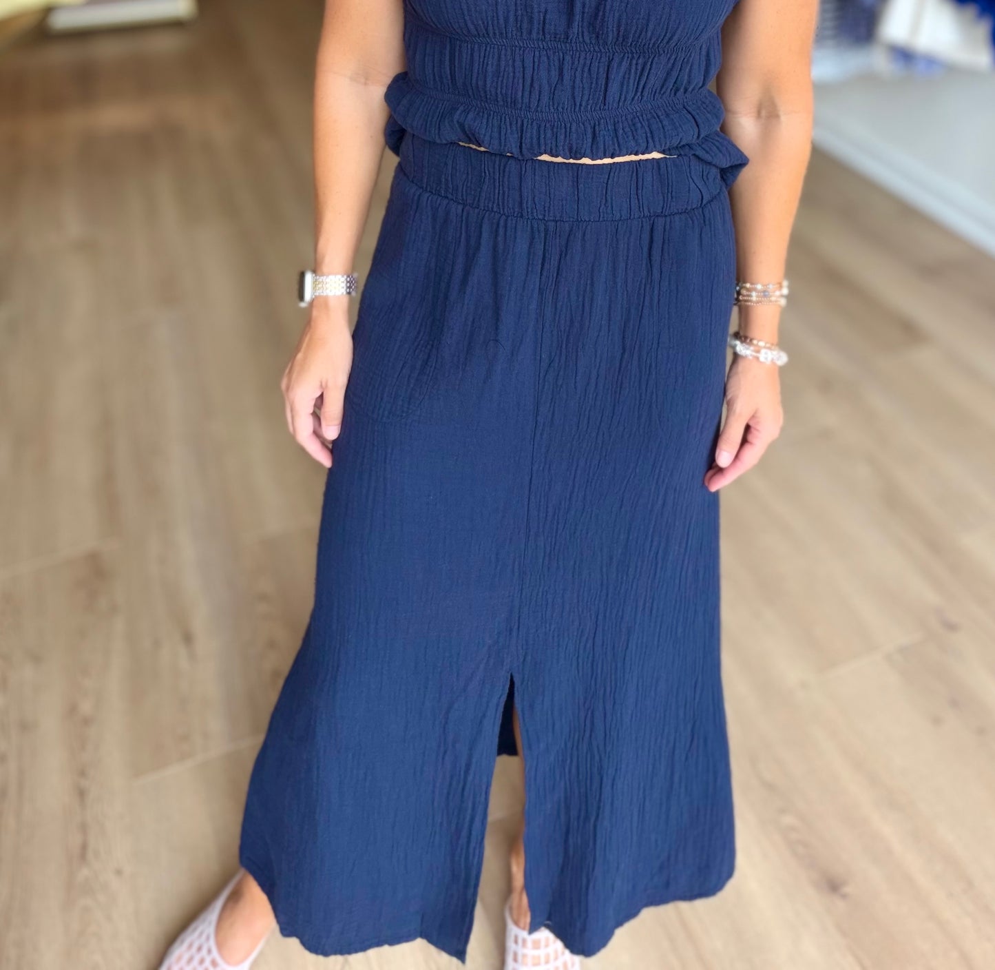 Split Gauze Maxi Skirt