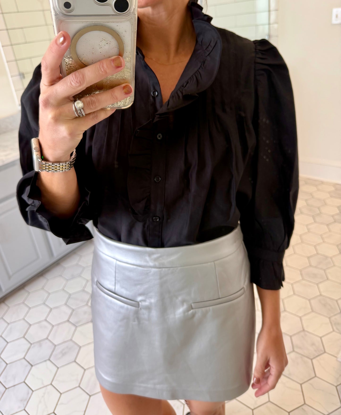Metallic PU Skort