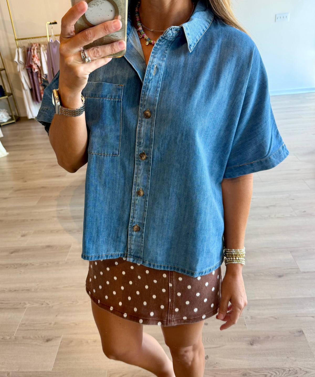 Denim Button Top