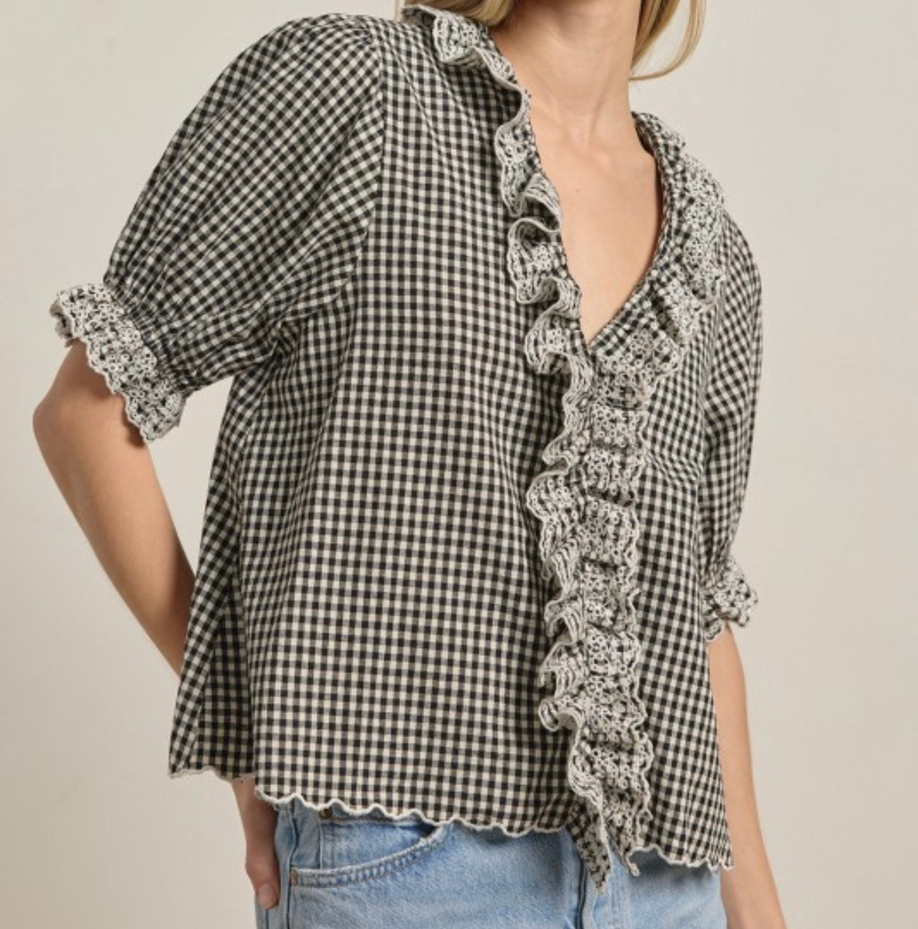 Gingham Ruffle Top