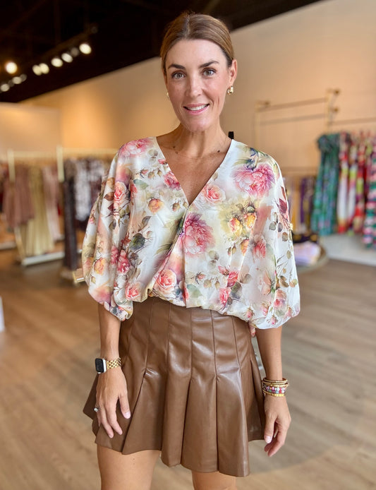 Pleather Pleats Skort