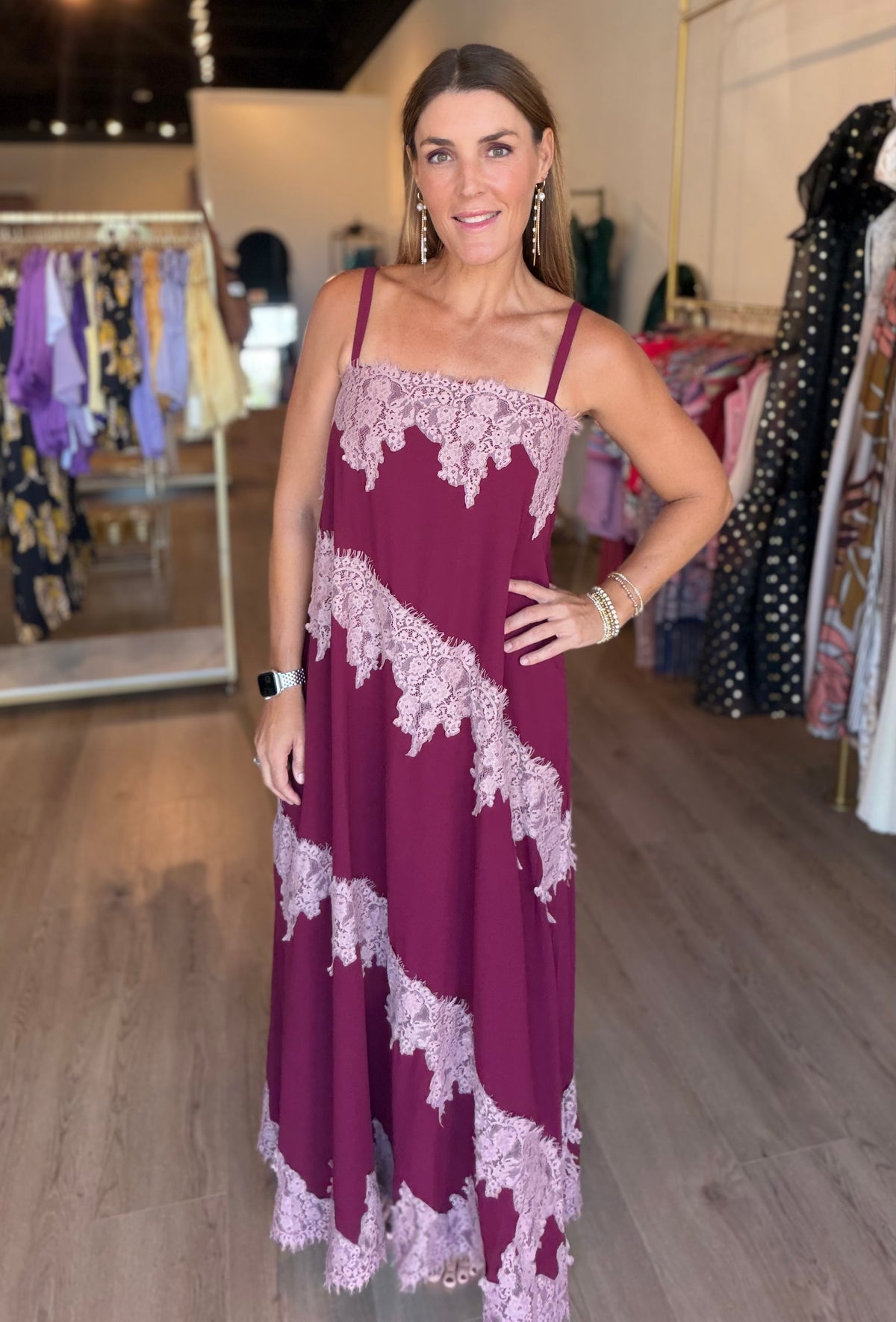 Burgundy Lace Maxi