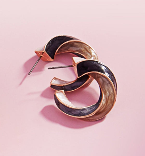 Enamel Spiral Hoop Earring