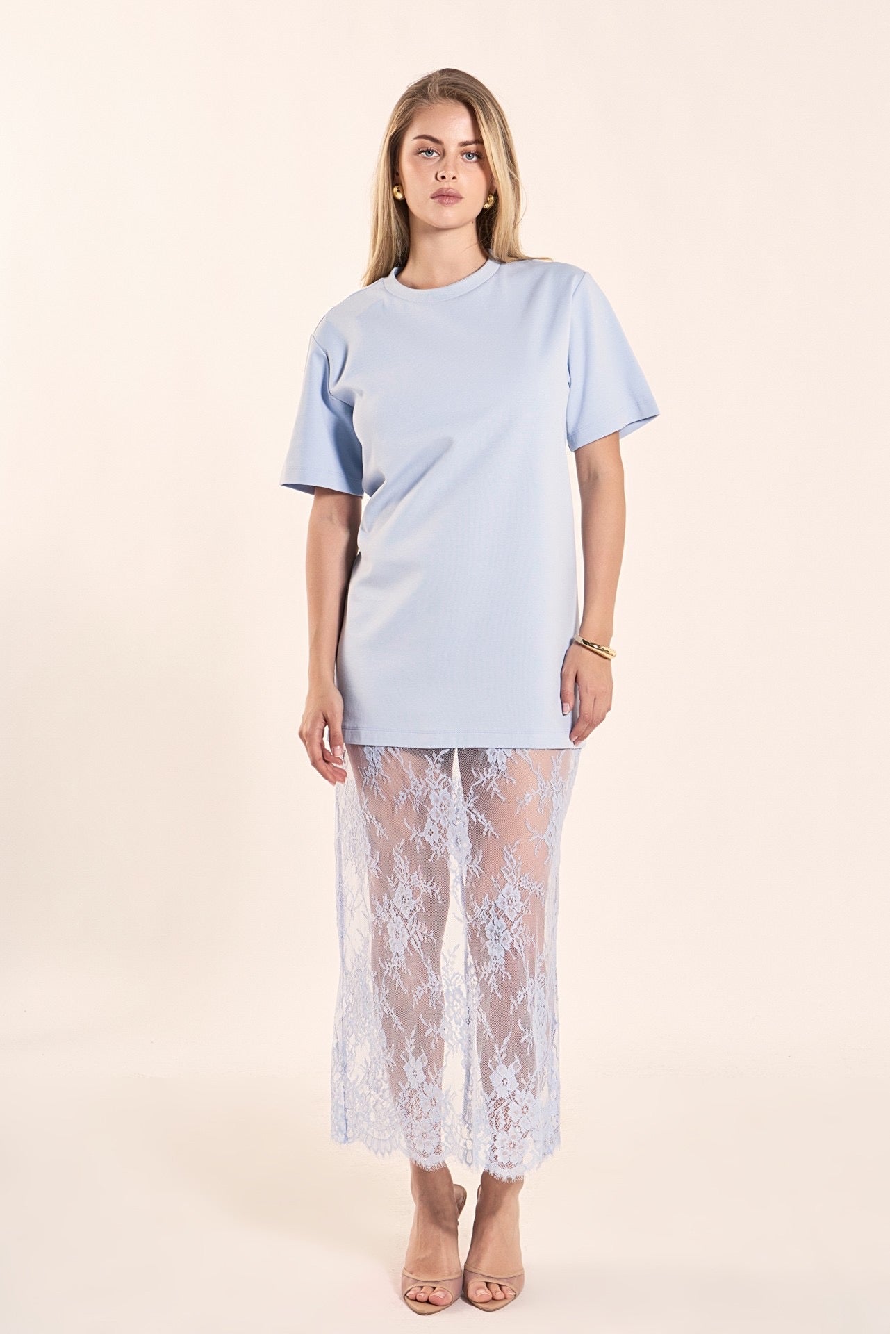 Mix Media Lace T Dress