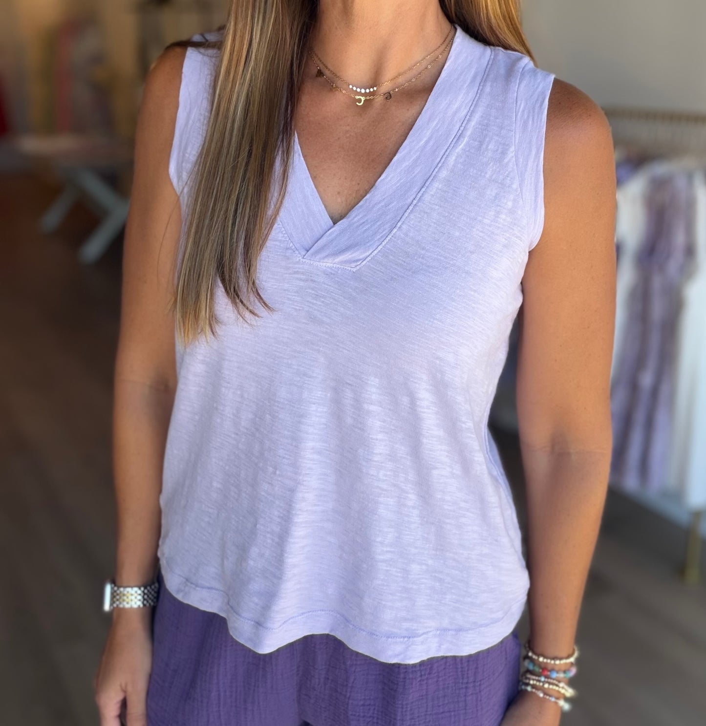 Banded V Neck Tank Top