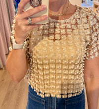 lurex pearl crochet top