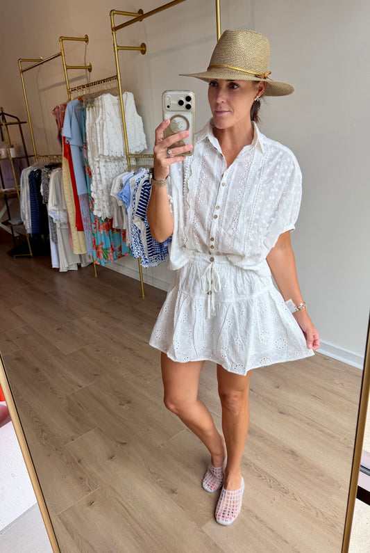 Eyelet Button Blouse