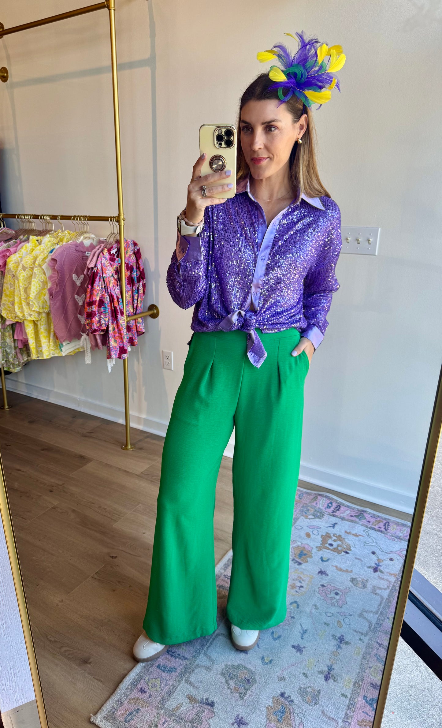 Sequin Button Down Top