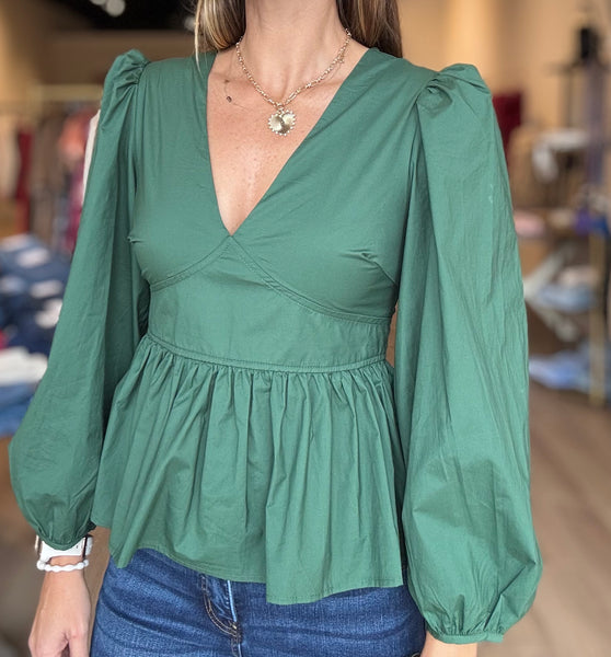 Holiday Green Long Sleeve Top