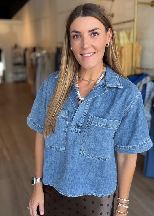 Cropped Denim Shirt