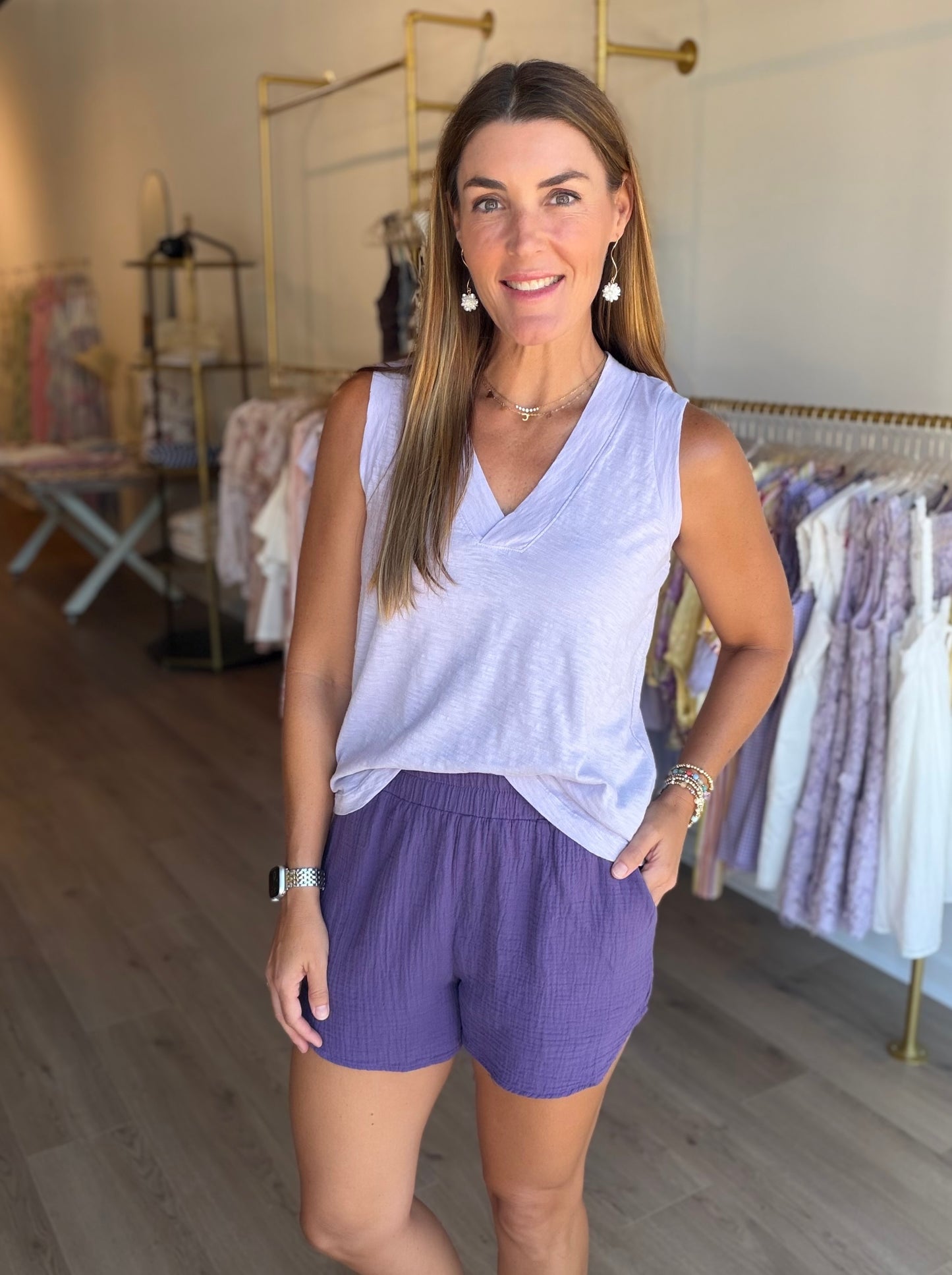 Banded V Neck Tank Top