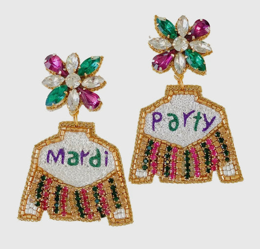 mardi party jacket earrings