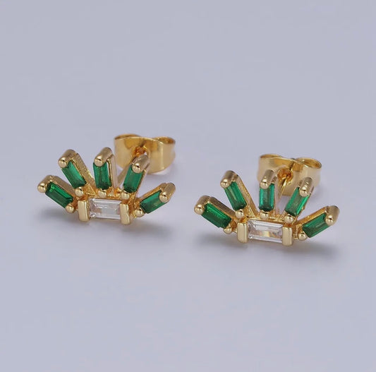 Green Baguette Earring