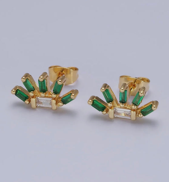 Green Baguette Earring