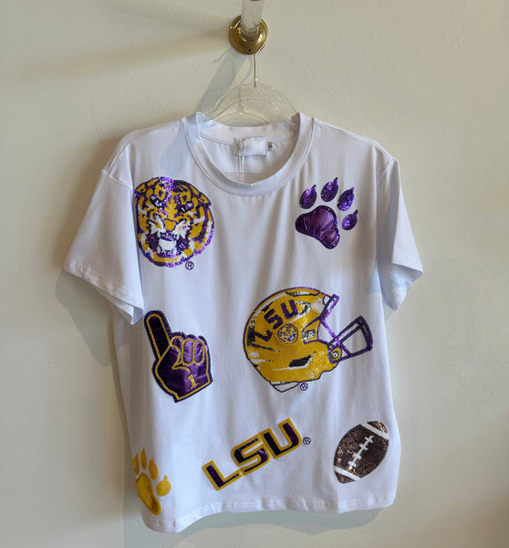 LSU Scattered Logo Tee