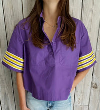 Striped Poplin Purple Top