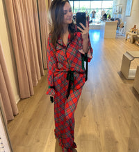 Festive Plaid Satin Pj Set