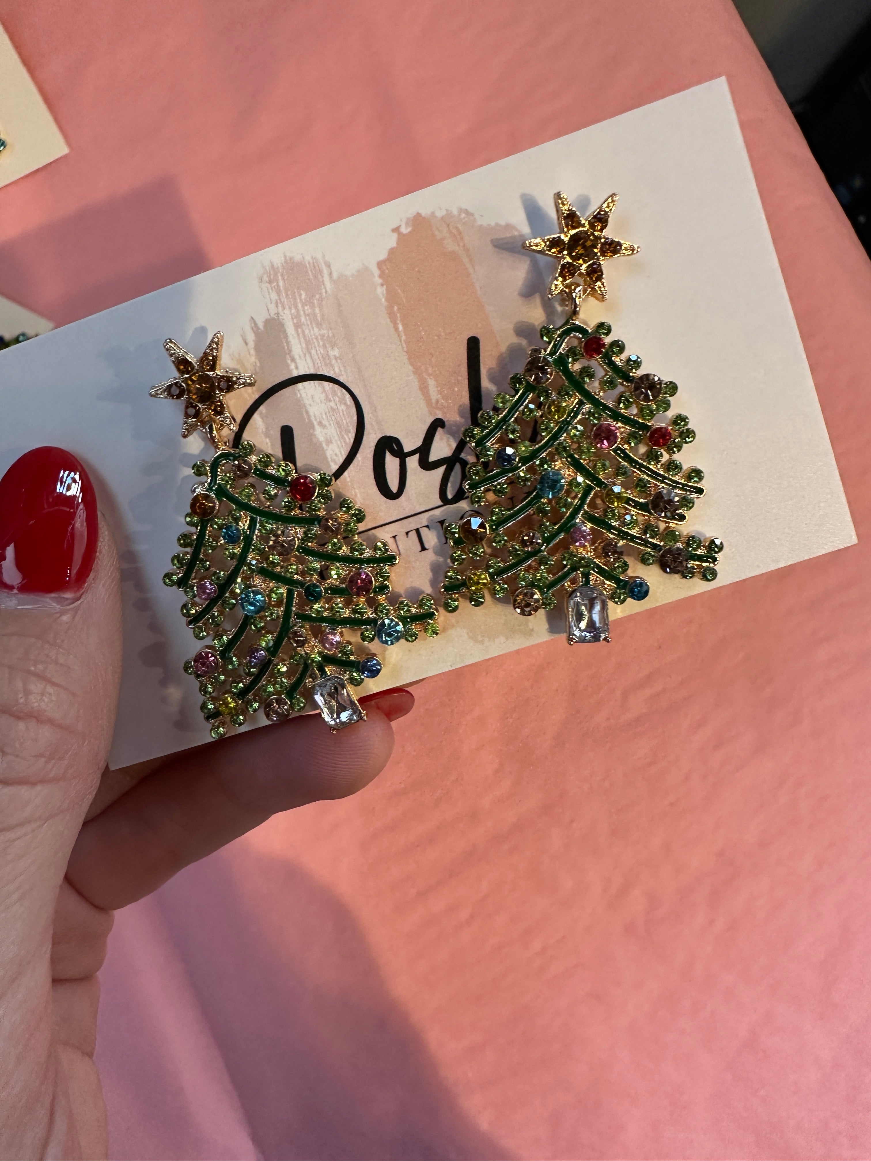 The Rhinestone Christmas Tree Earring
