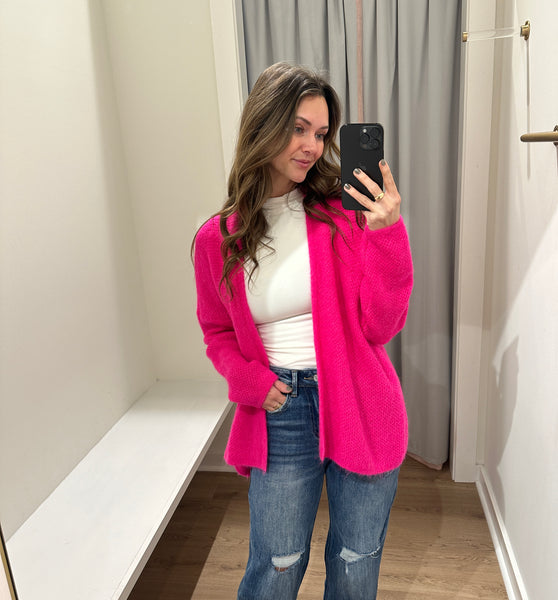 hot pink oversized cardi