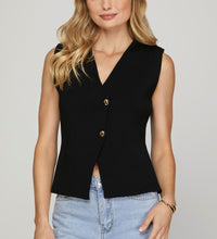 Sleeveless Knit Button Vest