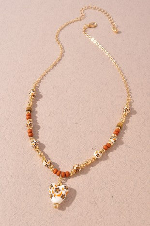 Fall Heart Beaded Necklace