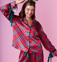 Festive Plaid Satin Pj Set